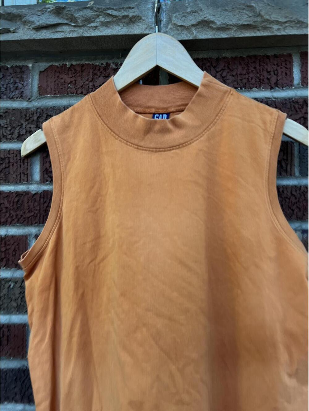 GAP Burnt Orange High Neck Sleeveless Tee Shirt Tank Top - Picture 2 of 4